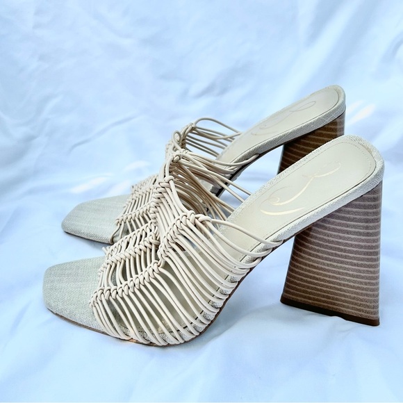 SAM EDELMAN | LAURETTE SLIP ON HEELED TRIANGLE BLOCK SANDALS SIZE 7 - Picture 8 of 9